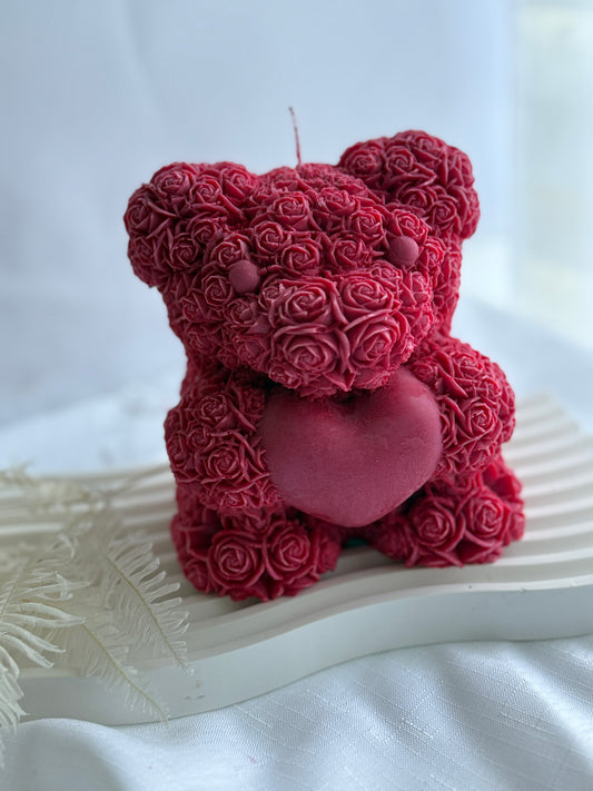 Add a touch of romance with our Rose Bear Candle!